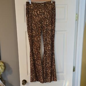 H&M Divided Leopard Print Bell Bottom Pants